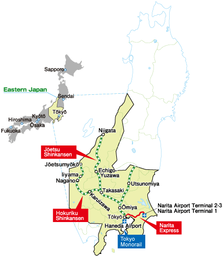 JR東日本鐵路周遊券（長野、新潟地區）可使用範圍