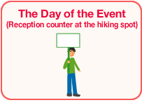 The Day of the Event (Reception counter at the hiking spot)