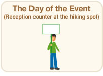 The Day of the Event (Reception counter at the hiking spot)