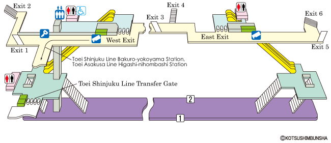 Bakurocho Station Map