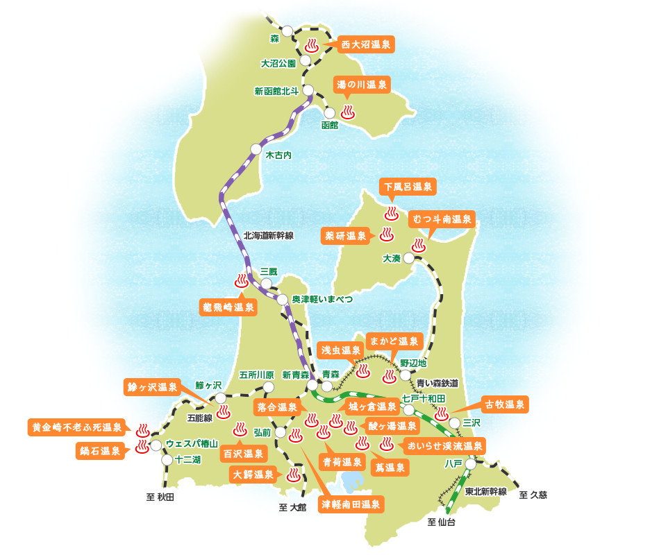 青森県・函館県の地図