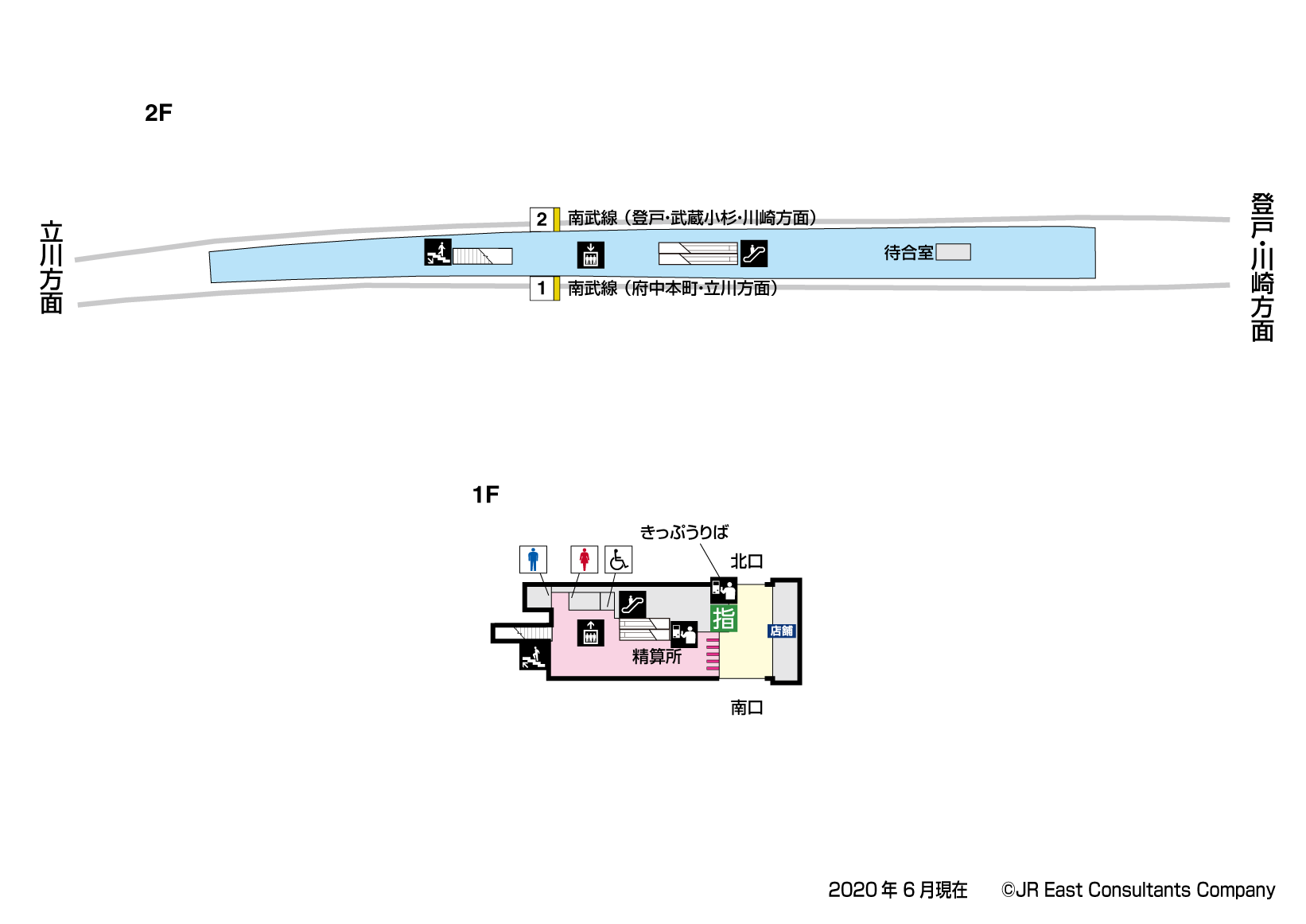 矢野口駅　1F-2F構内図