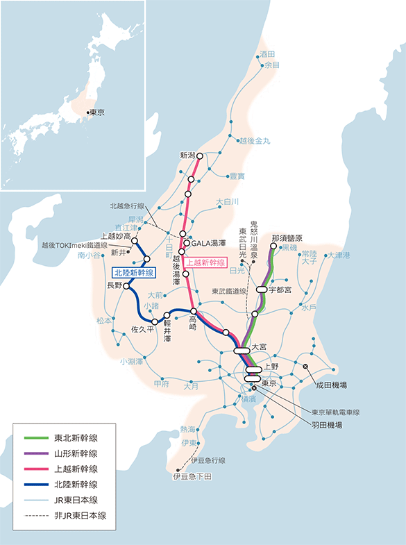 JR東日本鐵路周遊券（長野、新潟地區）可使用範圍