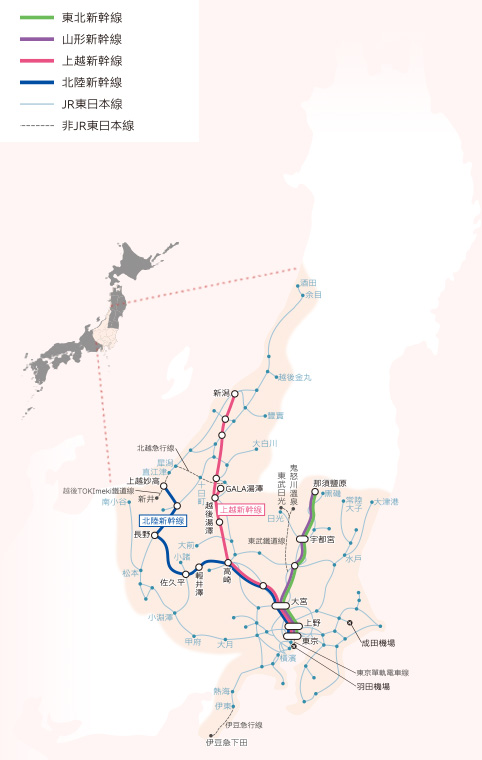 JR東日本鐵路周遊券 （長野、新潟地區） 可使用範圍