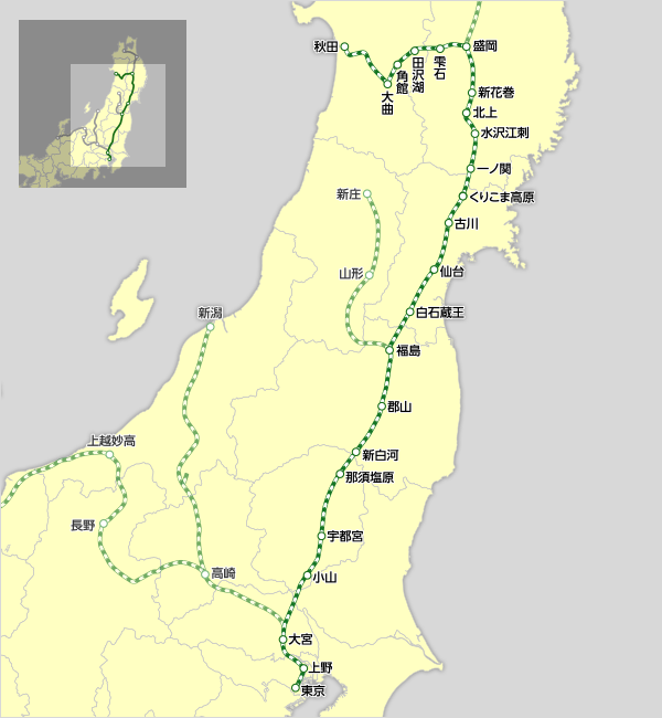 秋田新幹線 路線図