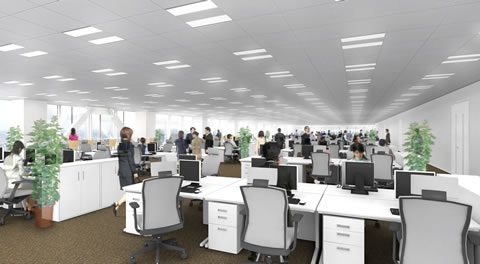 Office interior (Attractive space with no interior posts or columns)