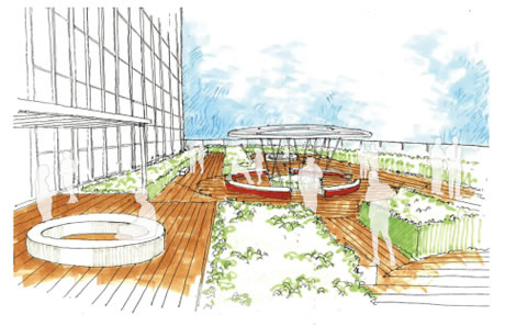 Low-rise section–Rooftop garden