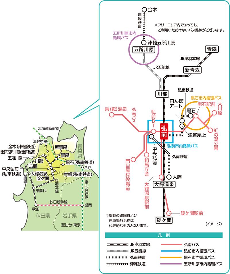 津軽フリーパス フリーエリア