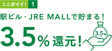 ここがイイ！1 駅ビル・JREMALLで貯まる！3.5%還元！