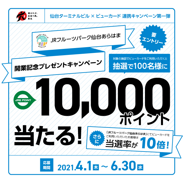 仙台ターミナルビル ビューカード Jrフルーツパーク仙台あらはま開業記念プレゼントキャンペーン ビューカード 仙台ターミナルビル ビューカード Jrフルーツパーク仙台あらはま開業記念プレゼントキャンペーン ビューカード