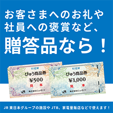 お客さまへのお礼や社員への褒賞など、贈答品なら！びゅう商品券　JR東日本グループの施設やJTB、家電量販店などで使えます！
