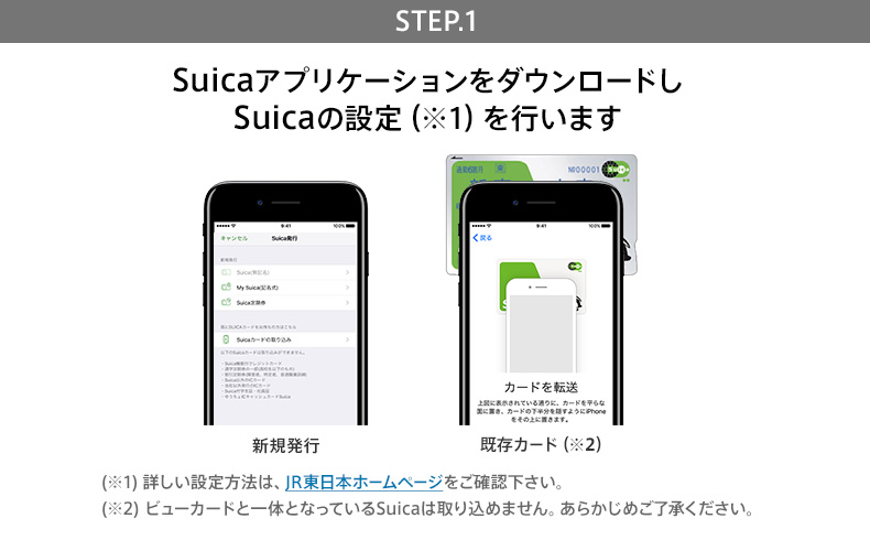 STEP.1 SuicaアプリケーションをダウンロードしSuicaの設定を行います