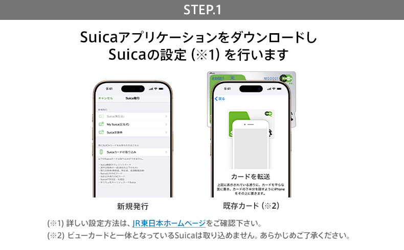 STEP.1 SuicaアプリケーションをダウンロードしSuicaの設定を行います