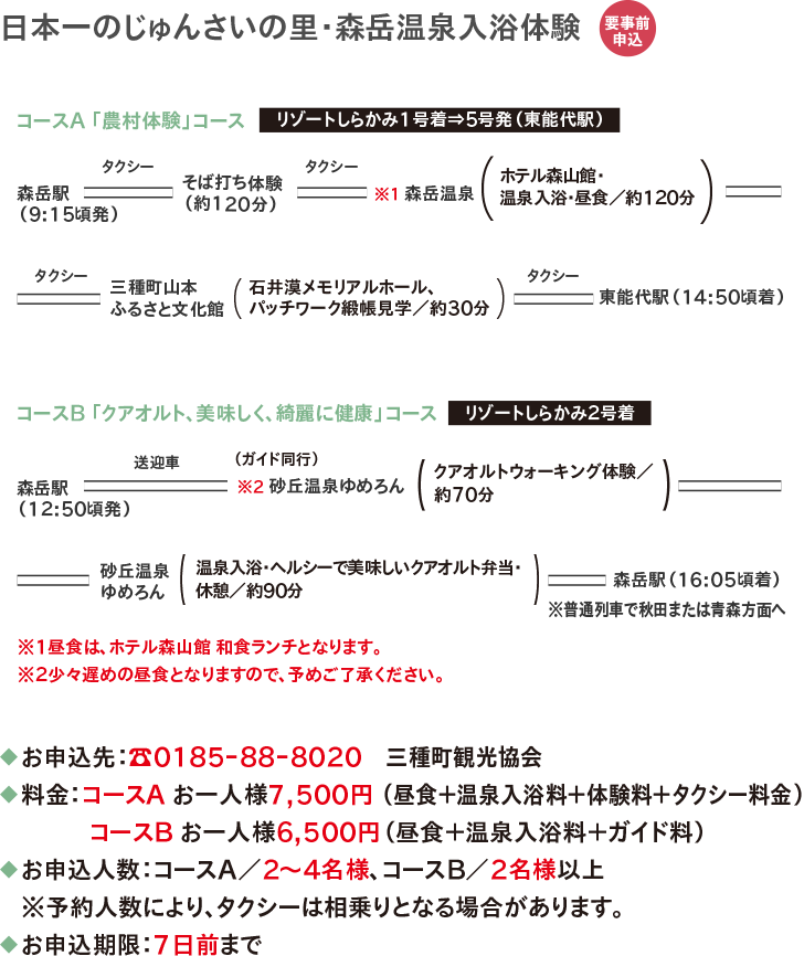 観光体験メニュー