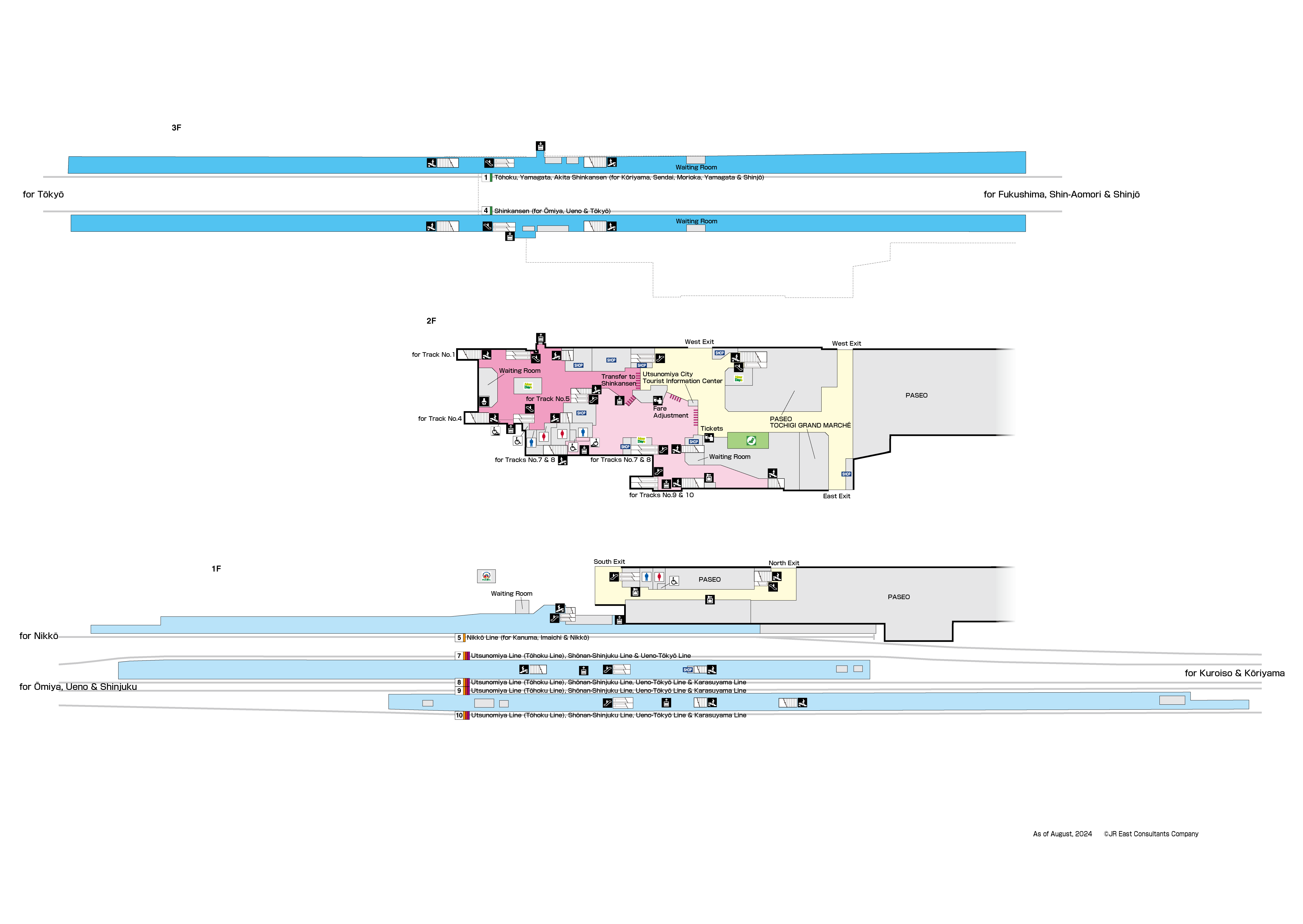 Utsunomiya Station 1F-3FMap