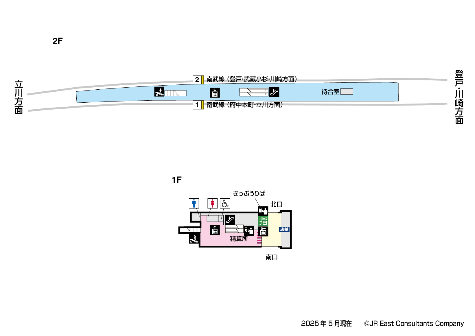 矢野口駅　1F-2F構内図