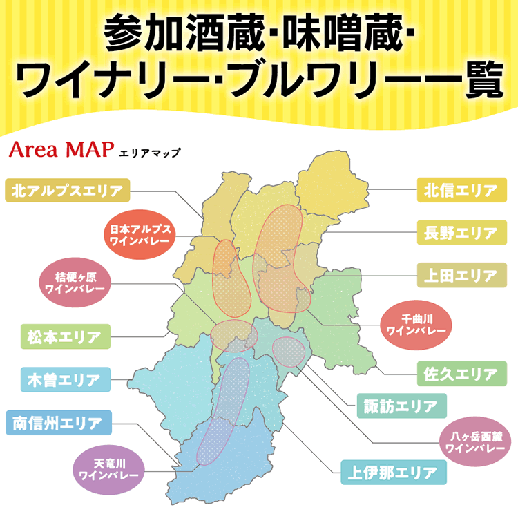 参加酒蔵・味噌蔵・ワイナリー・ブルワリー一覧