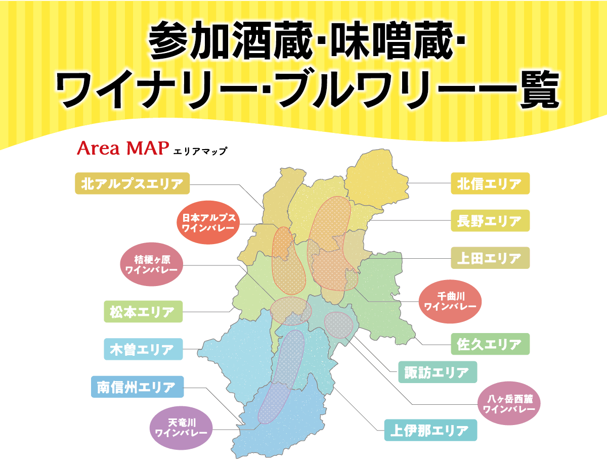 参加酒蔵・味噌蔵・ワイナリー・ブルワリー一覧