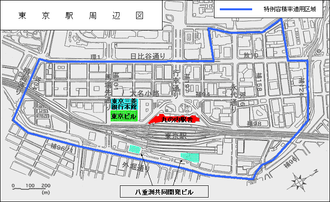 東京駅周辺図（特例容積率適用区域）