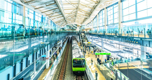 高輪ゲートウェイ駅の2階からの俯瞰写真