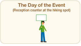 The Day of the Event (Reception counter at the hiking spot)
