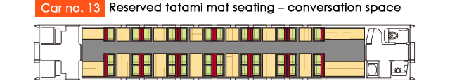 Car no. 13 Designated tatami mat seating – conversation space