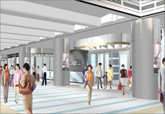 Artist’s rendering of the entrance to shops