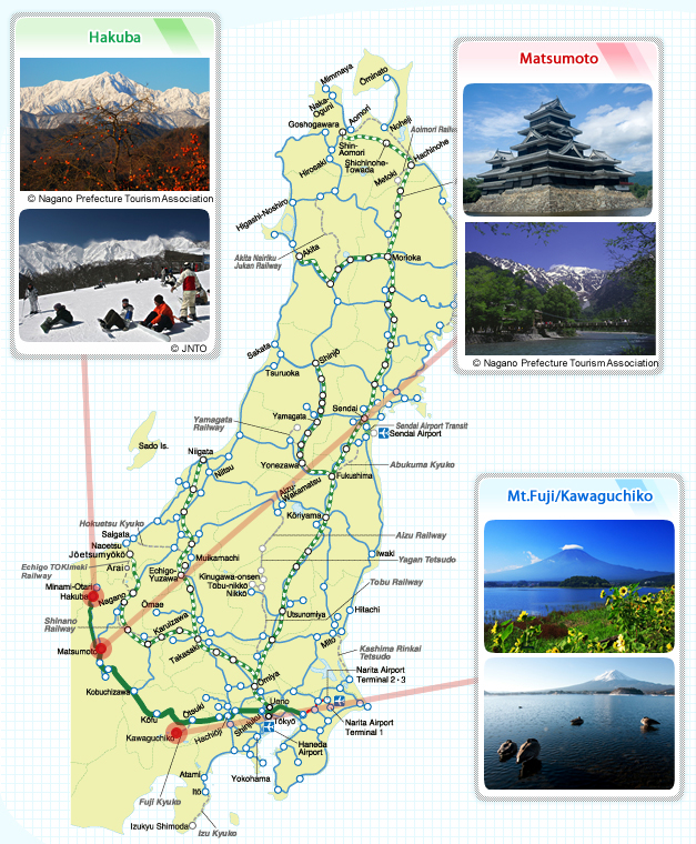 The Azusa, Kaiji and FUJI EXCURSION Map