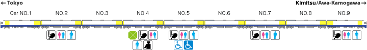 The Sazanami / Wakashio Series 255: 9-car trains