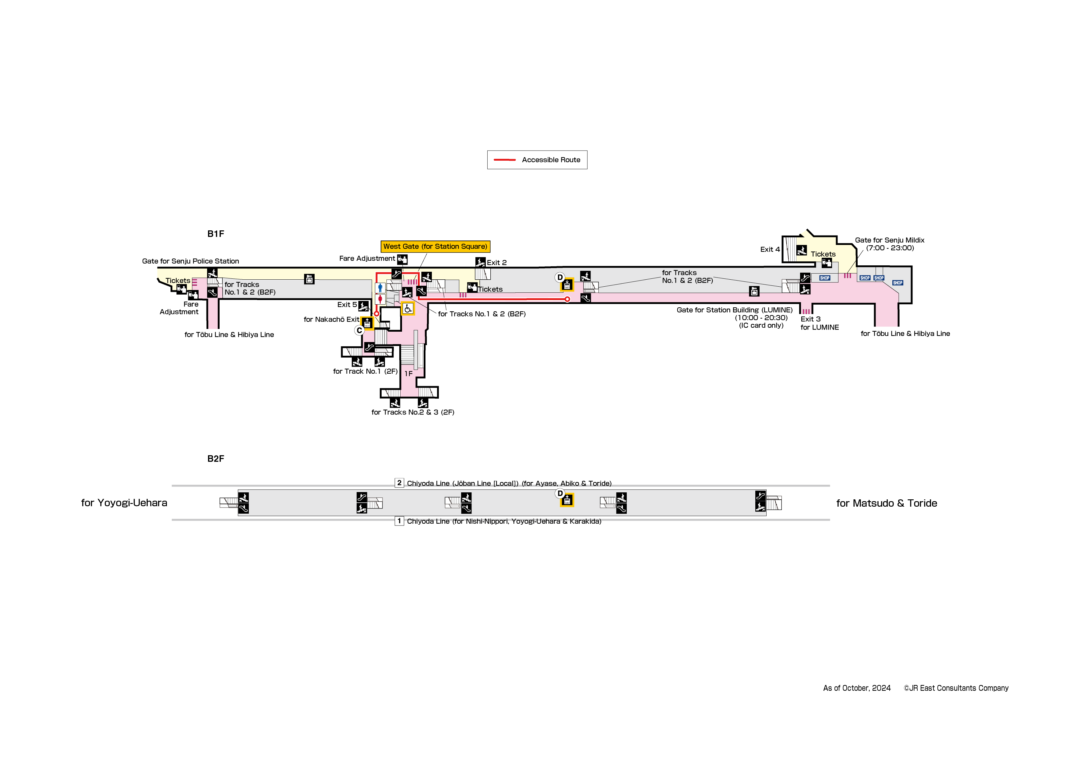 Kita-Senju Station B2-B1Map