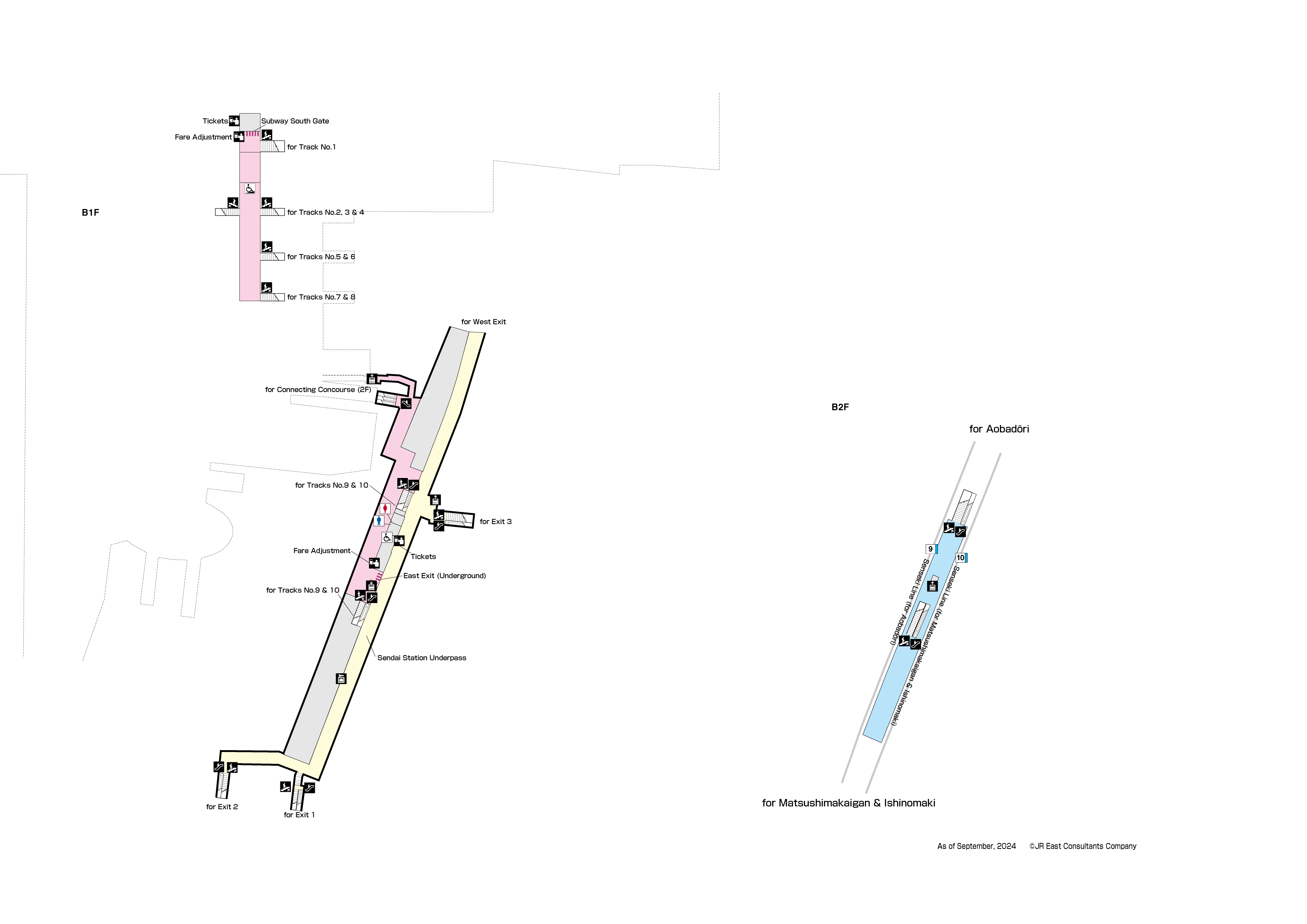 Sendai Station B2-B1Map