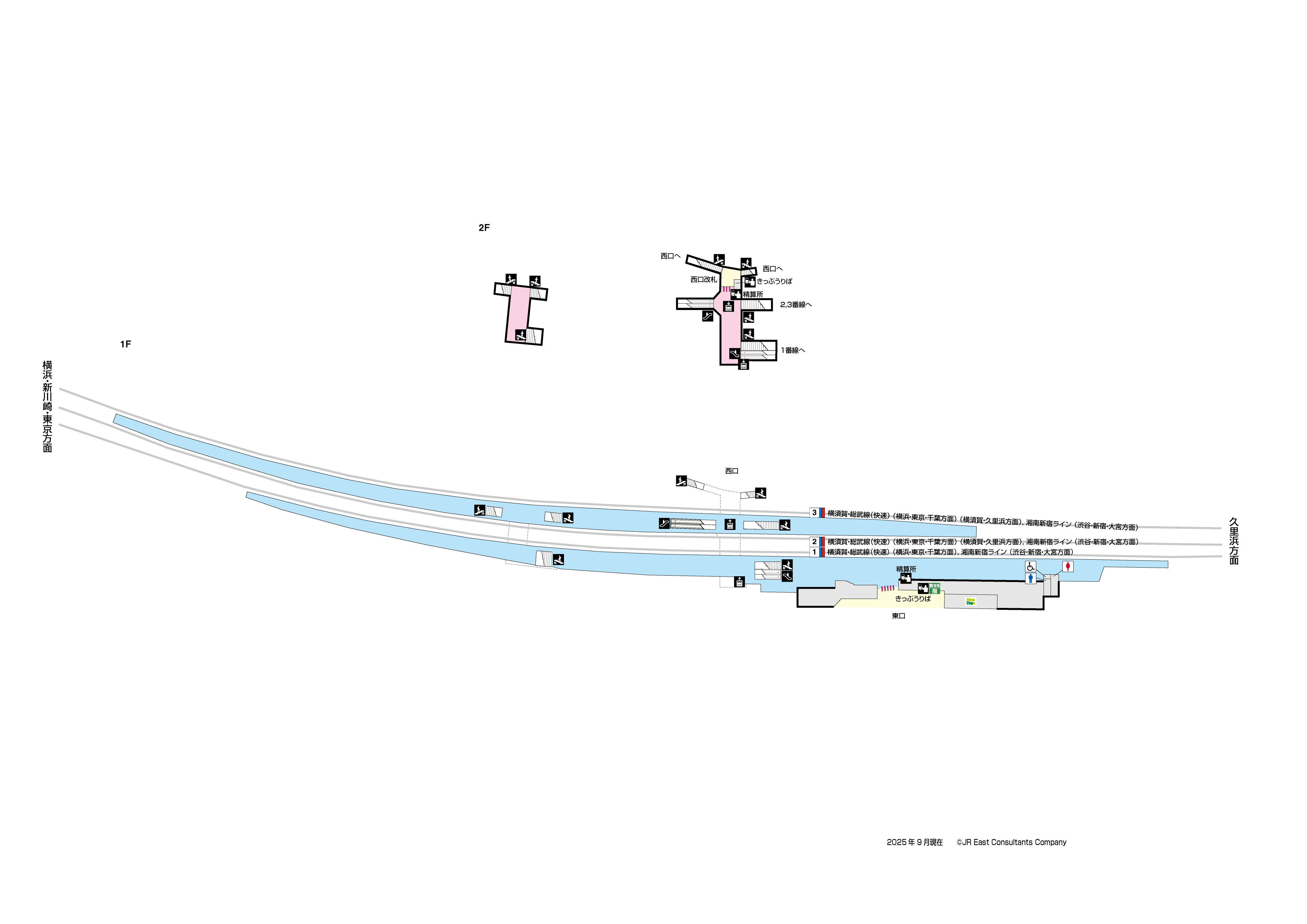 逗子駅　1F-2F構内図
