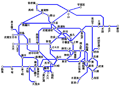 ICカードがご利用いただけるエリア（東京近郊区間）