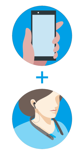 スマートフォンとヘッドホンの画像