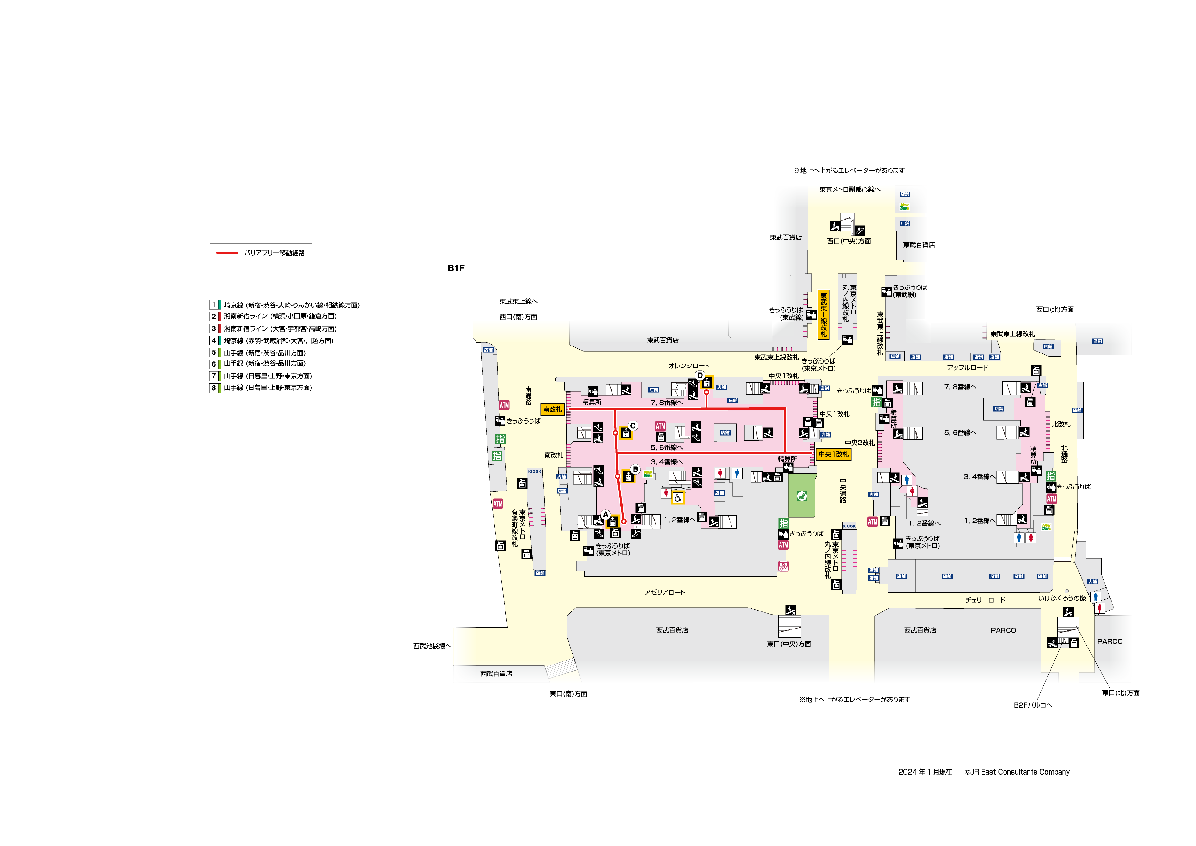 池袋駅　B1構内図