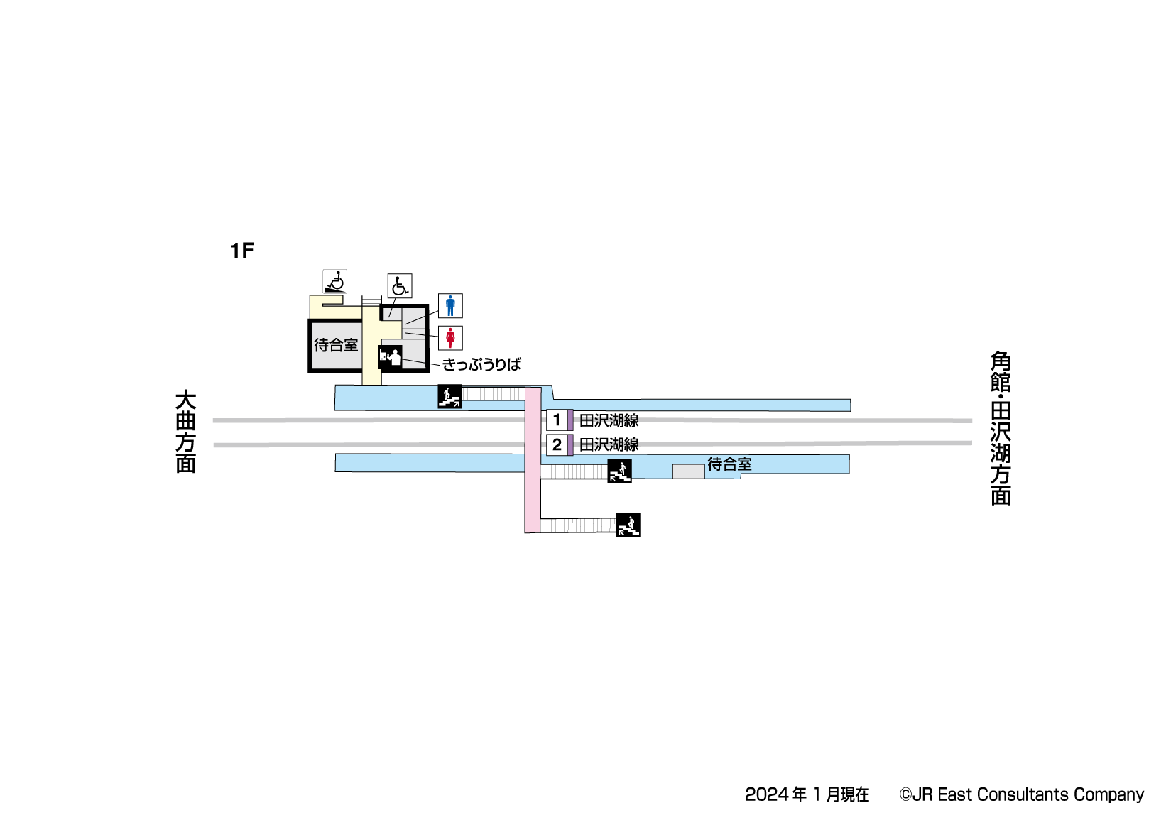 羽後長野駅　1F構内図