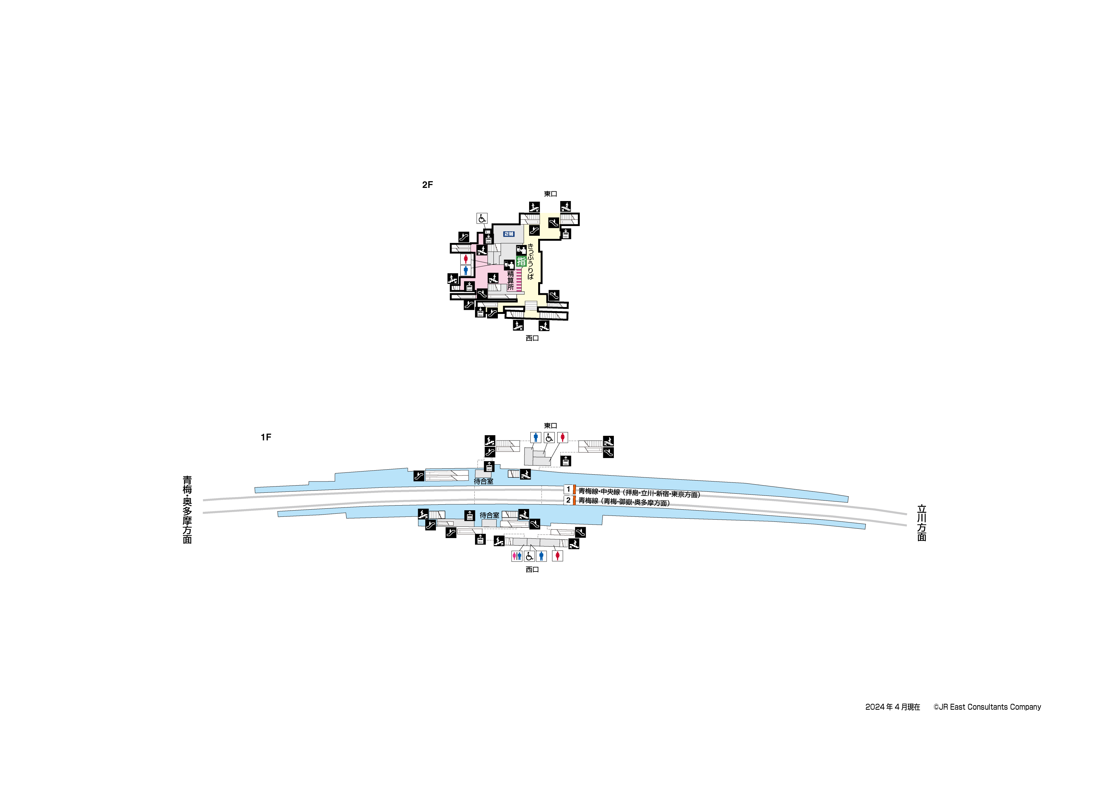 小作駅　1F-2F構内図