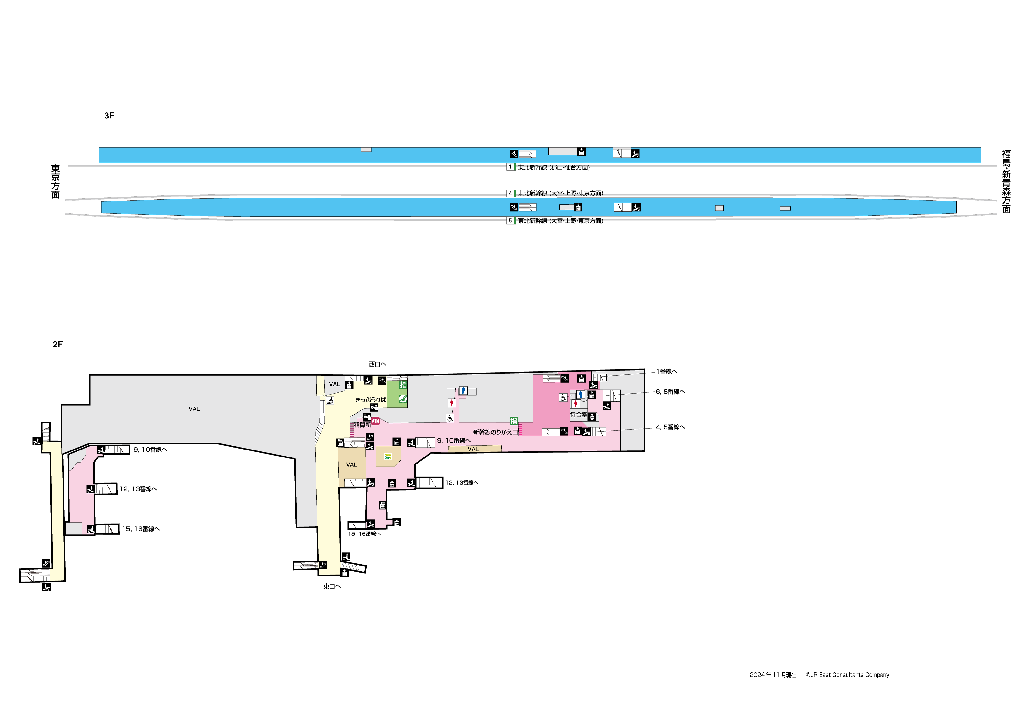 小山駅　2F-3F構内図