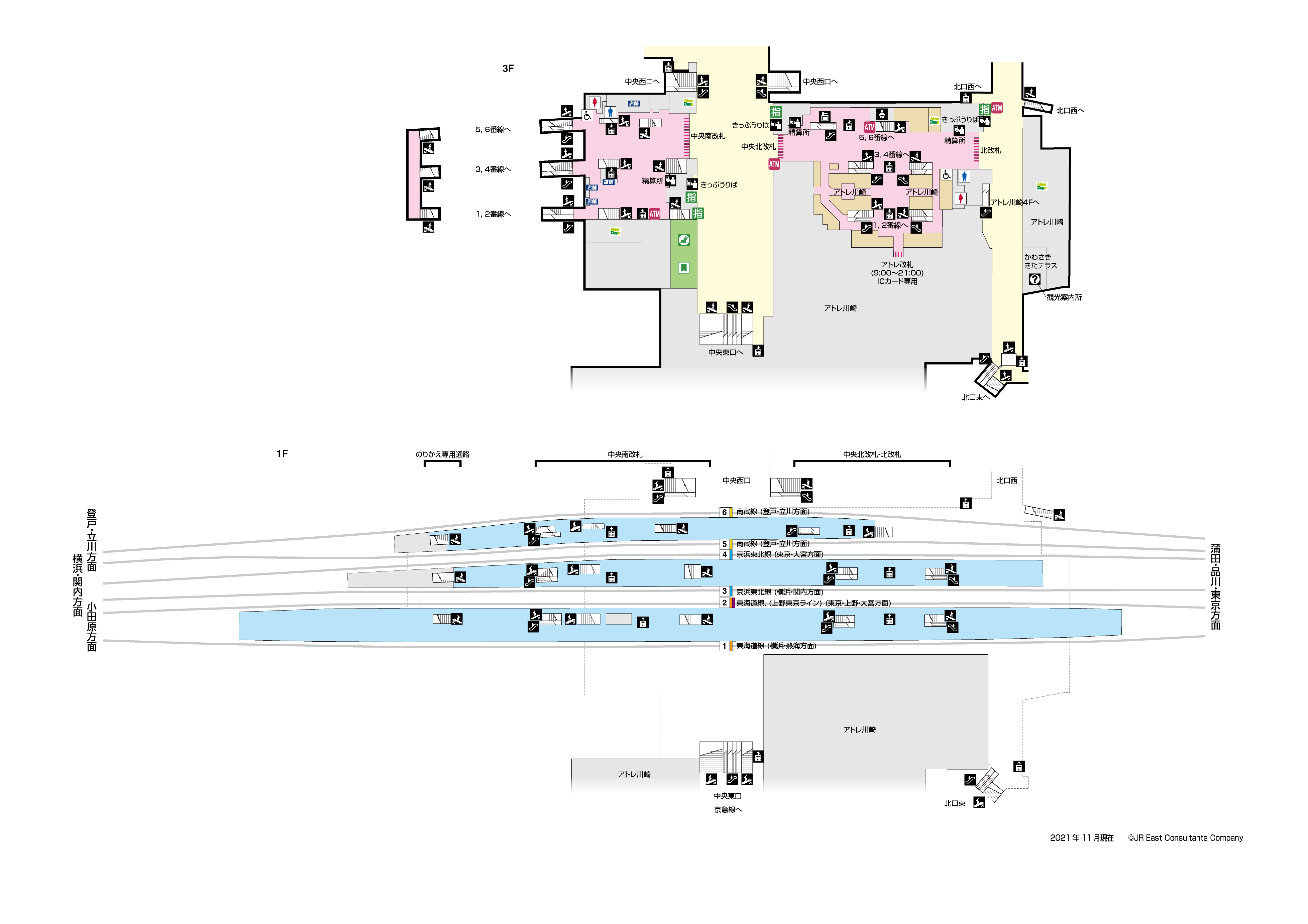 川崎駅　1F-3F構内図