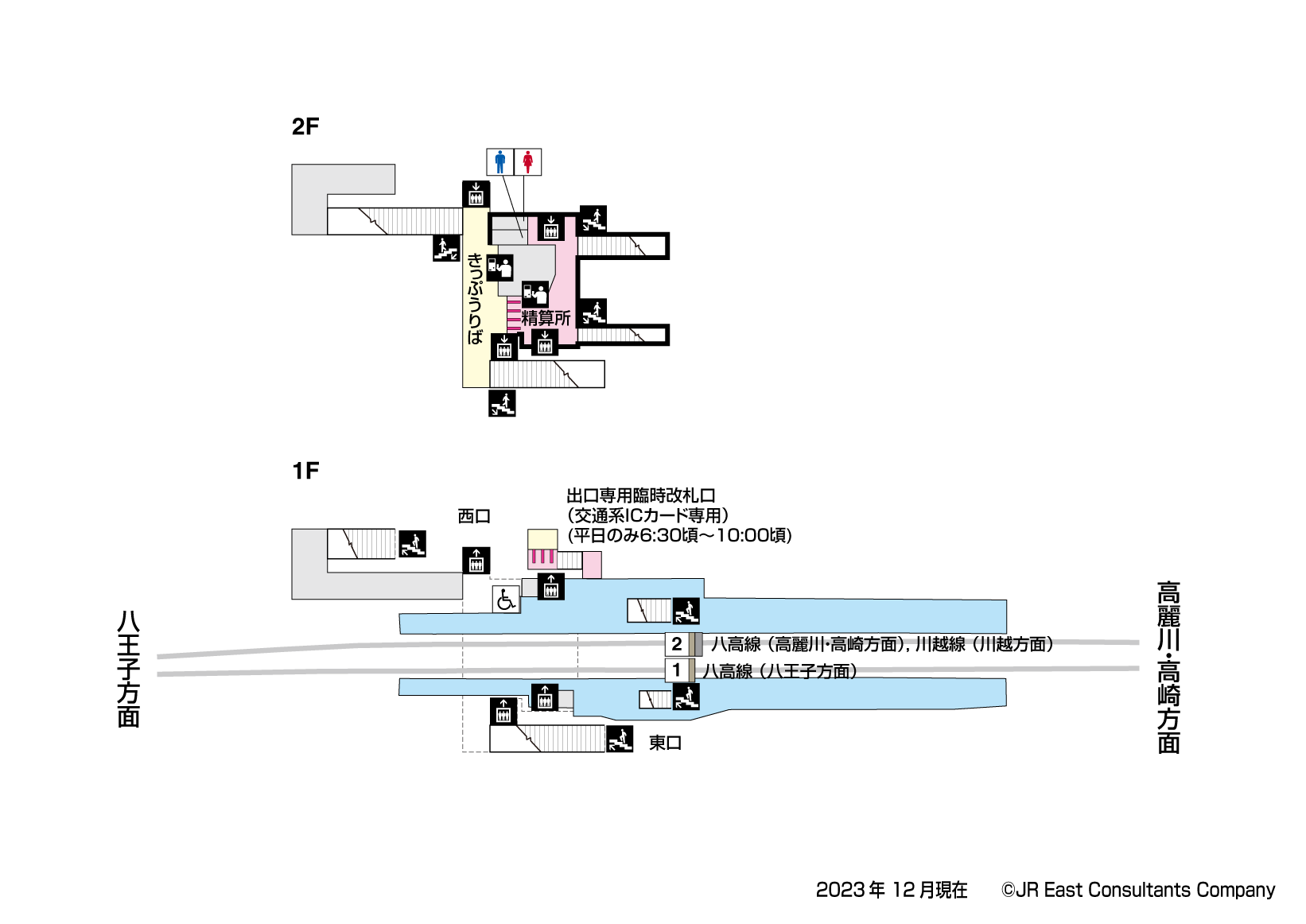 北八王子駅　1F-2F構内図