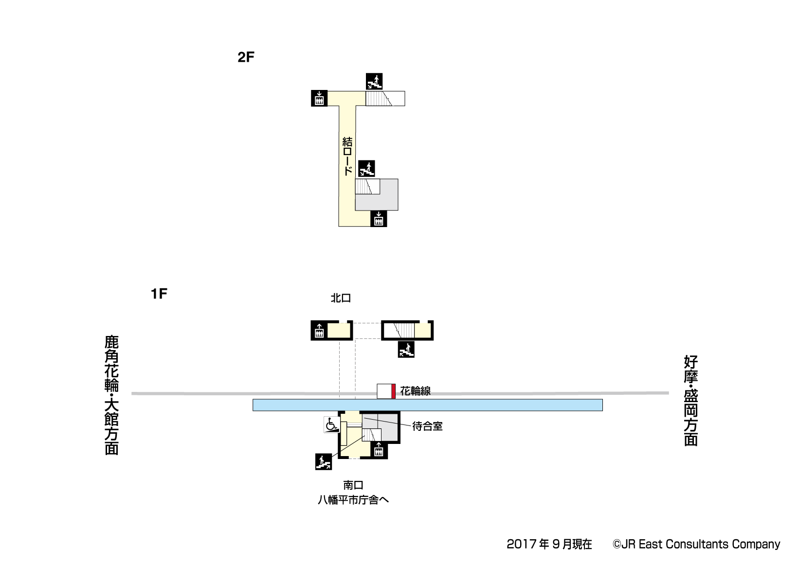 北森駅　1F-2F構内図