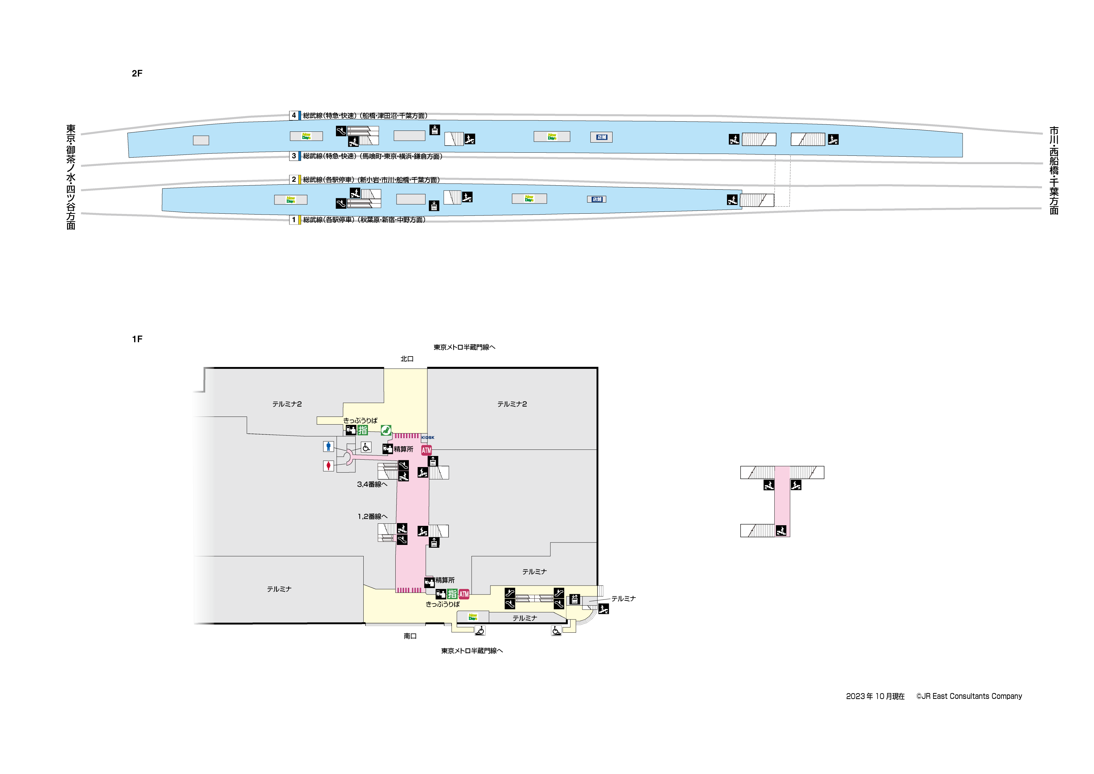 錦糸町駅　1F-2F構内図