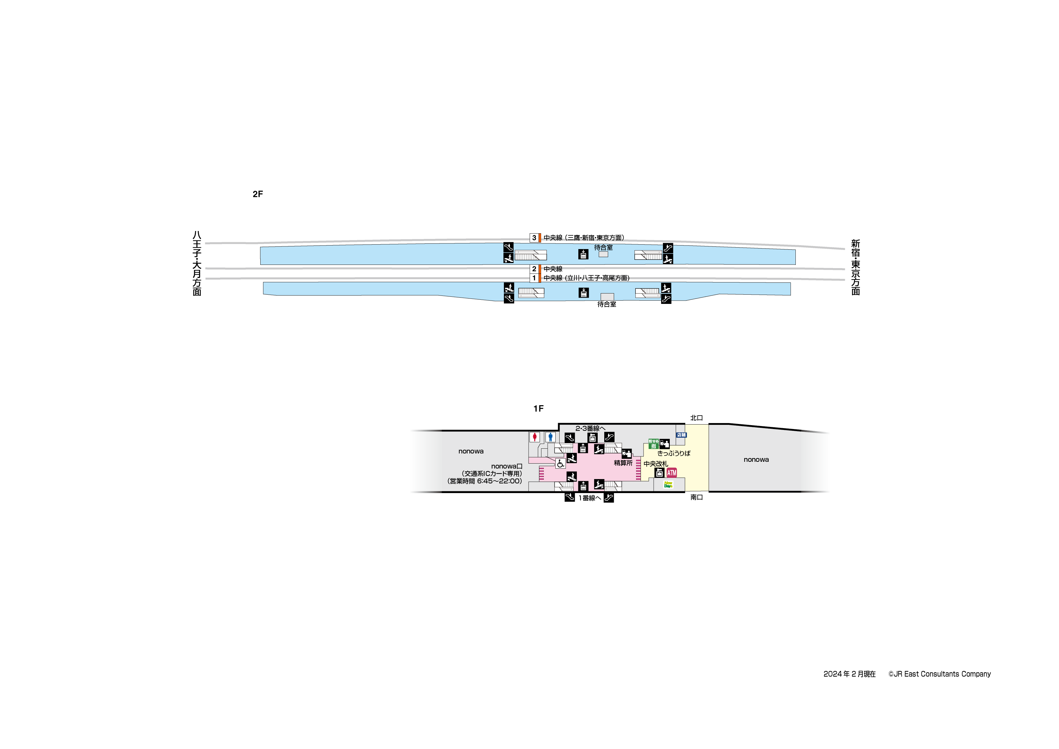 国立駅　1F-2F構内図