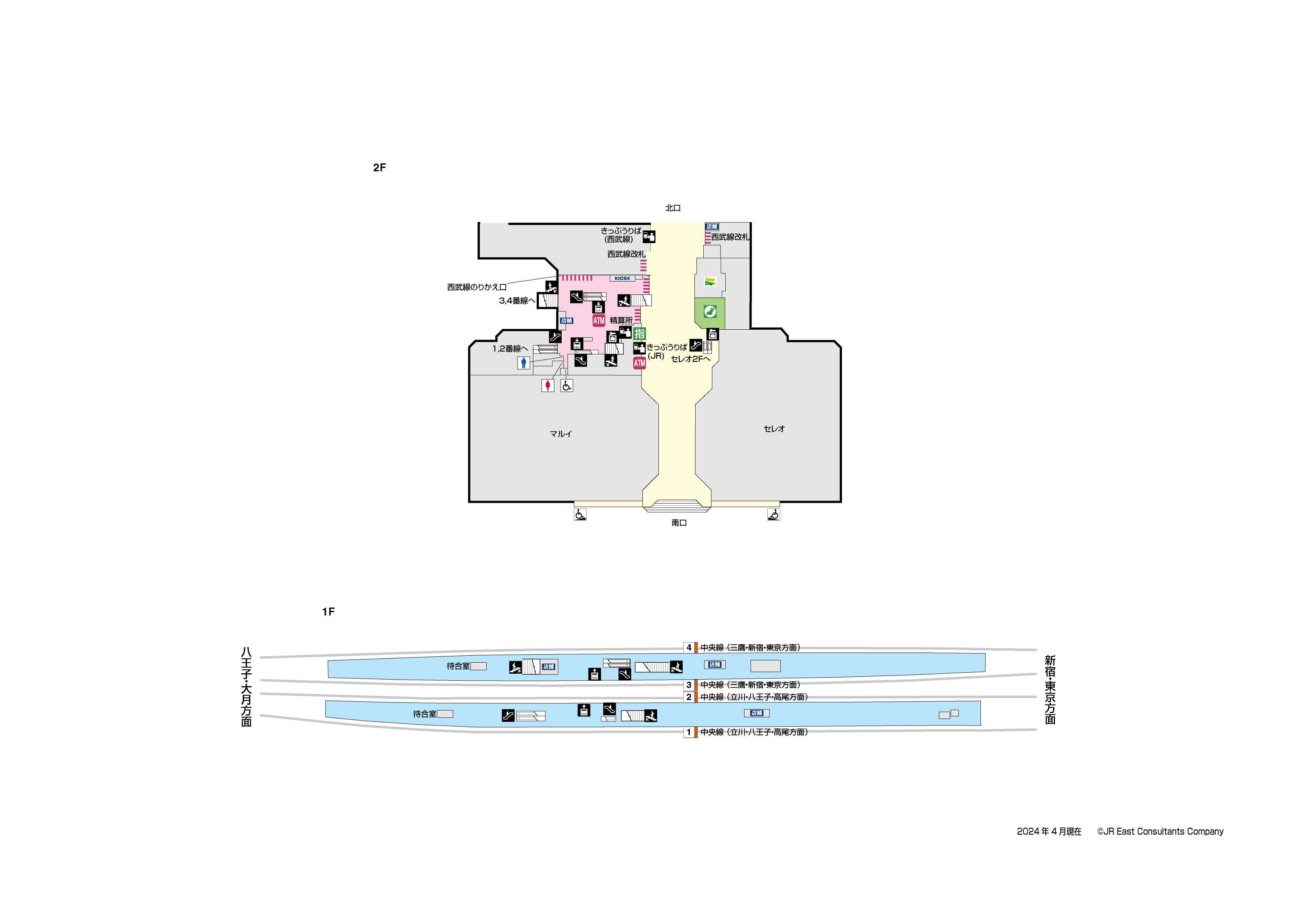 国分寺駅　1F-2F構内図