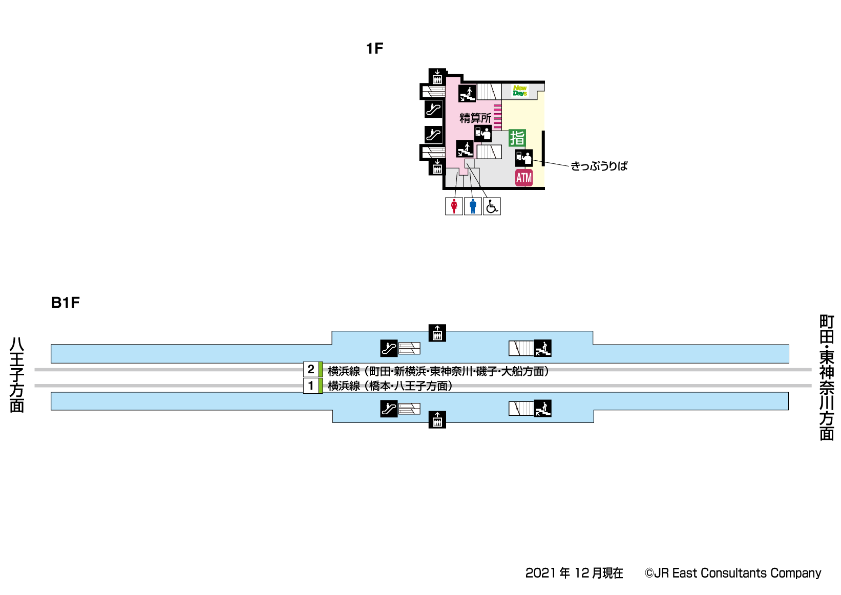 古淵駅　B1-1F構内図