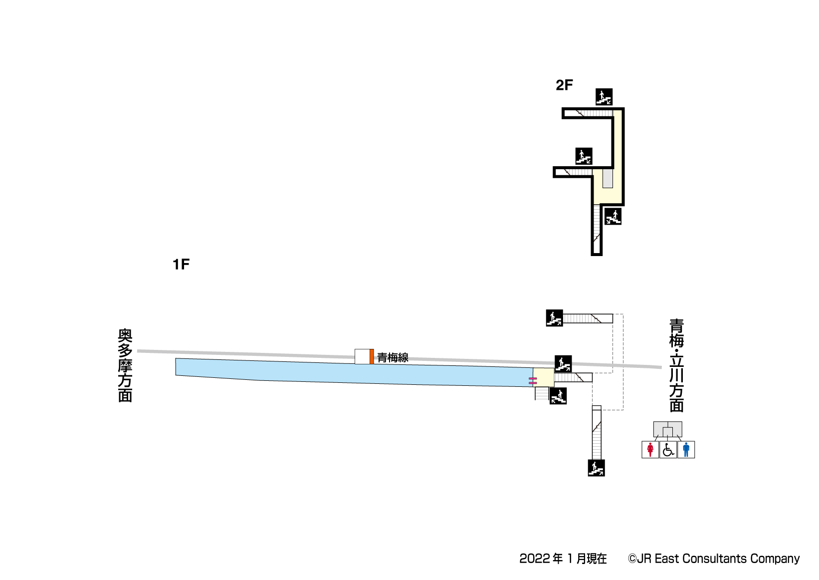 沢井駅　1F-2F構内図