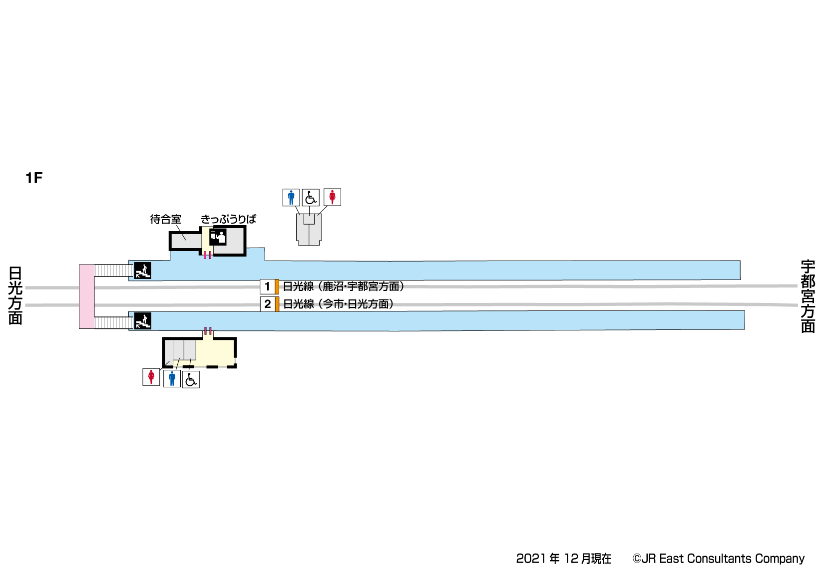 下野大沢駅　1F構内図