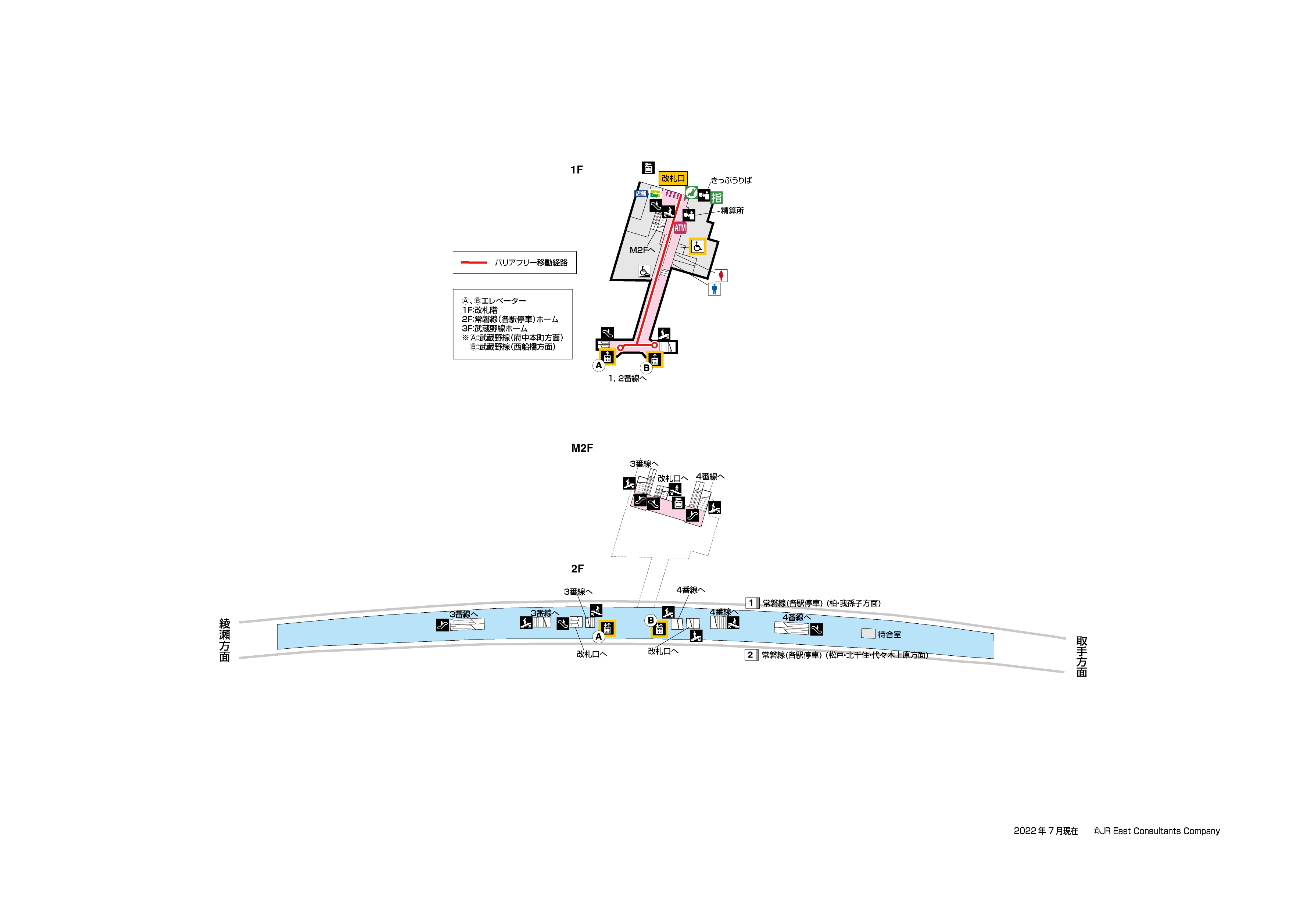 新松戸駅　1F-2F構内図