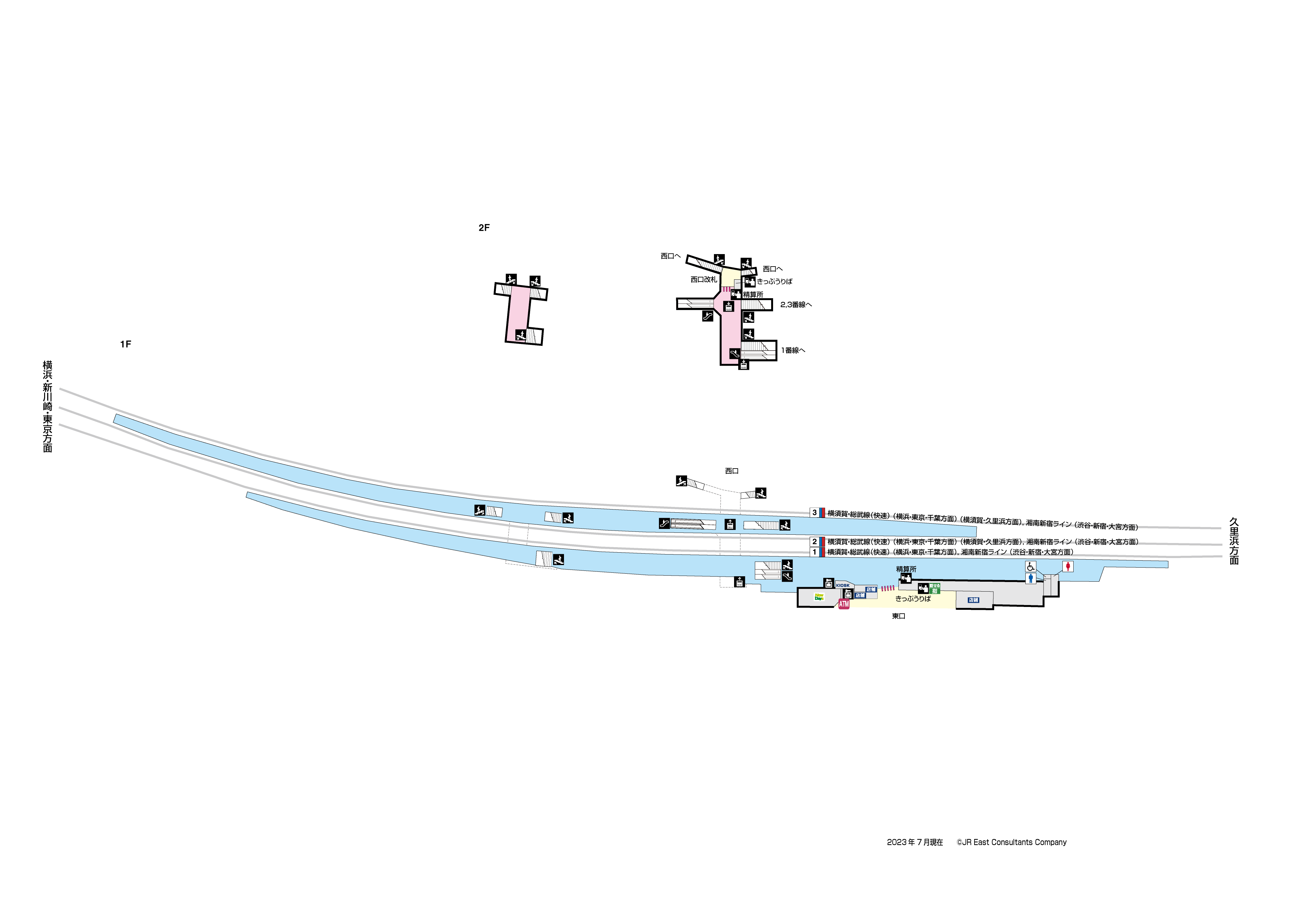 逗子駅　1F-2F構内図