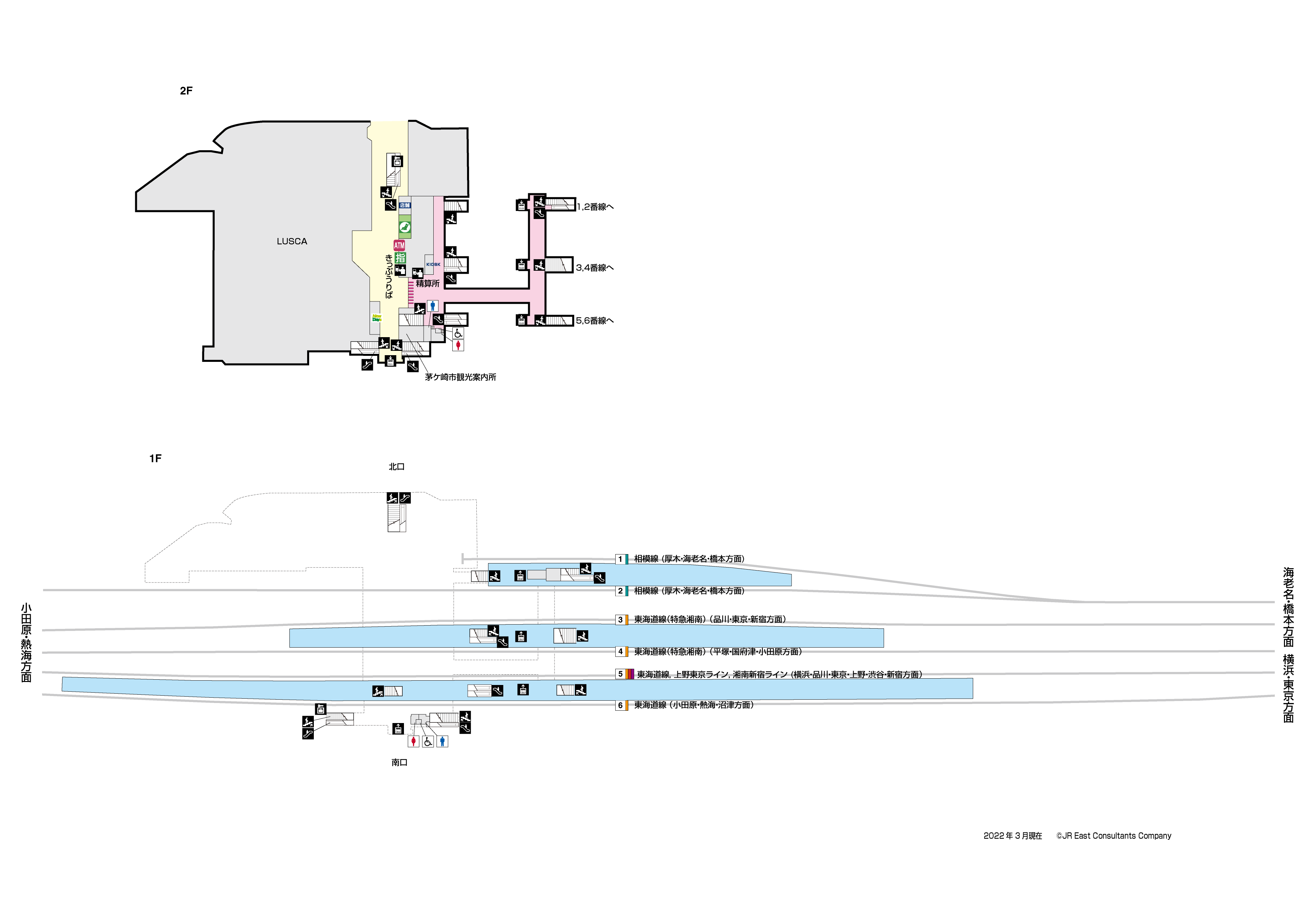 茅ケ崎駅　1F-2F構内図